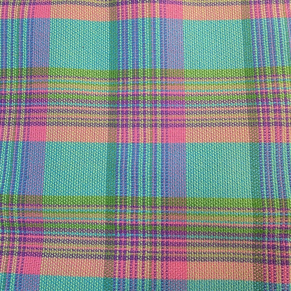 Duck Fabric Pink Turquoise Plaid Woven 44in x 1 yd